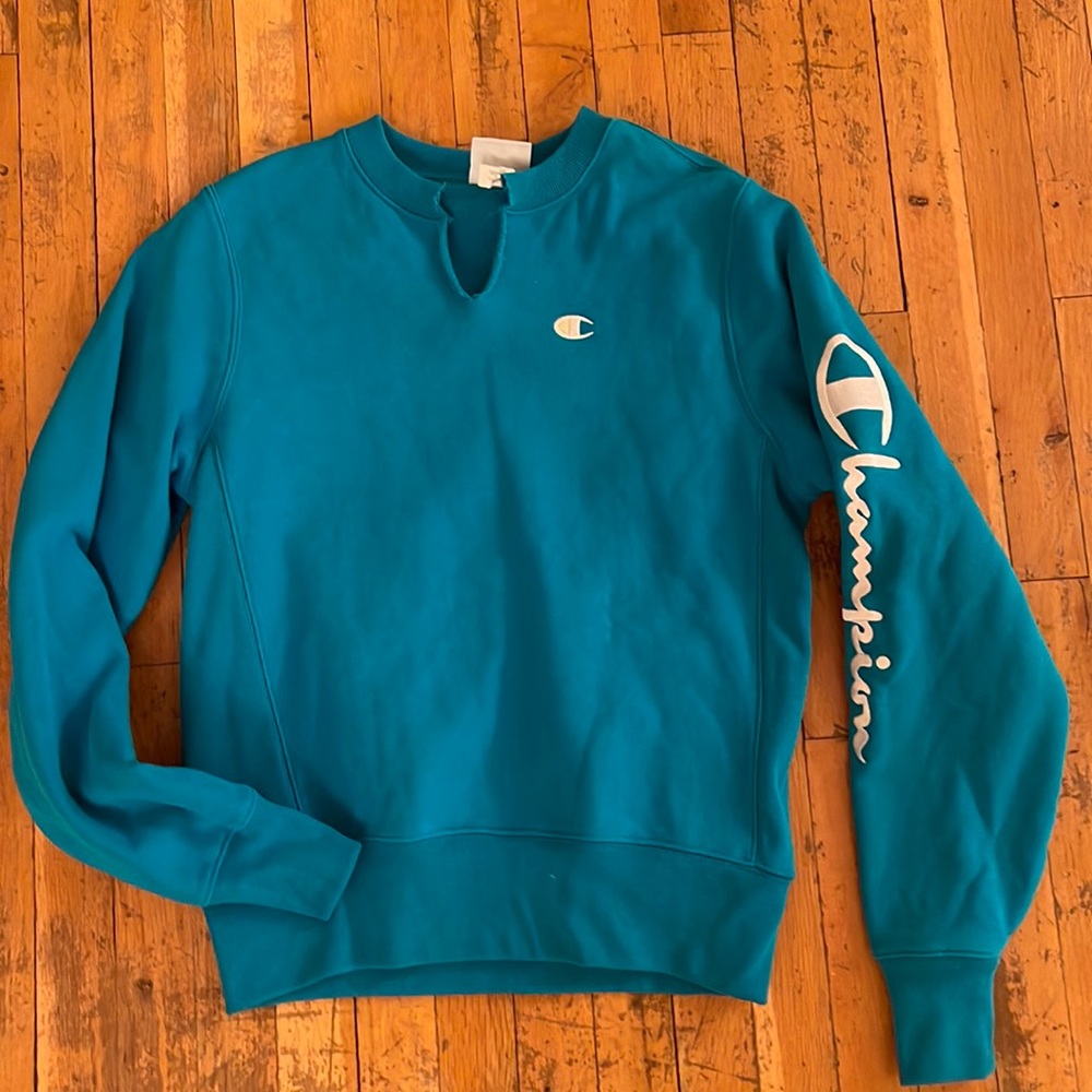 Champion Urban Outfitters Reverse Weave Teal Blue Sweatshirt